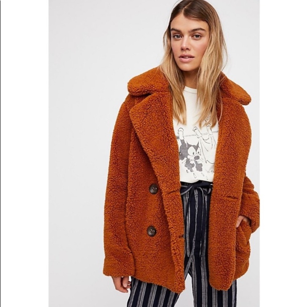 Free People Teddy Peacoat in Copper
